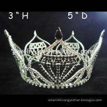 fashion metal silver plated crystal full round princess crown